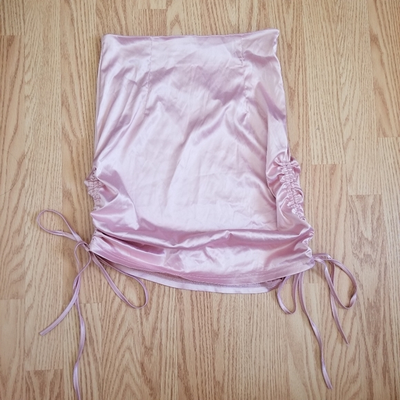 Pink Satin Ruched Miniskirt - Picture 1 of 3